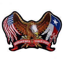 Texas Flag Eagle,&quot;American &amp; Texas Flags&quot;, Iron-On/Saw-On Rayon Patch - 11&quot; X 7&quot; - £15.65 GBP