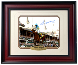 Victor Espinoza Autographed American Pharaoh Horse 8x10 Photo Framed JSA... - $7,972.59 MXN