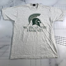 Vintage Michigan State University T Shirt Mens Large Spartan Logo Gray USA - £14.51 GBP