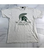 Vintage Michigan State University T Shirt Mens Large Spartan Logo Gray USA - £14.54 GBP