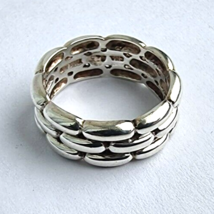 925 STERLING SILVER SHINY BRICK BAND RING SIZE 6 - $541.44 MXN