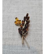 Amber Tone Leaf/Wheat/Crop Design 3D Pin Brooch 2.5&#39;&#39;, Vintage  - $275.89 MXN
