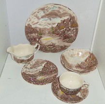 13 Olde English Countryside Plate Bowl Gravy Boat Saucers Johnson Brothers VTG - £27.87 GBP