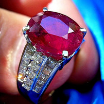 Earth mined Ruby Diamond Engagement Ring Vintage Style Solitaire 18k White Gold - $379,697.51 MXN