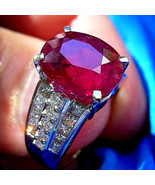Earth mined Ruby Diamond Engagement Ring Vintage Style Solitaire 18k Whi... - €17.898,72 EUR