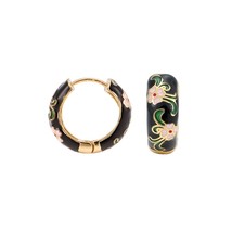 New Fashion Enamel Flower Huggie Hoop Earrings for Women Vintage Boho Circle Sma - £10.50 GBP