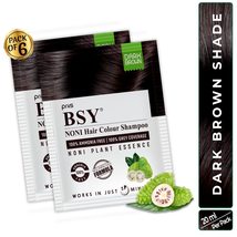 BSY Noni Dark Brown Hair Color Shampoo 20ml x 6 Sachets Ammonia Free Hair Color - £18.48 GBP