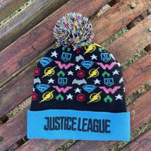 Kids Justice League Winter Hat Pom Pom Ski Hat Superman, Batman, Flash Logos - £8.51 GBP