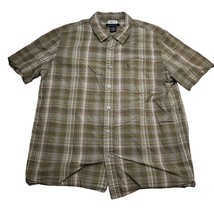 Calvin Klein Jeans Shirt Mens L Brown Plaid Short Sleeve Button Up Casual - £18.97 GBP