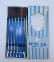 Vintage Stainless Steel Fondue Forks Set of 6 in Box Mid Century Modern Japan - £20.23 GBP