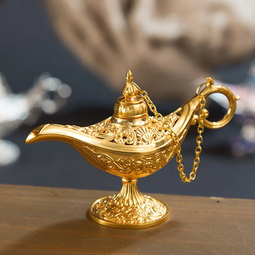 Play New 1Pc Vintage Aladdin Lamp Tea Pot Zinc Alloy Office Home Desktop Decor A - £24.77 GBP