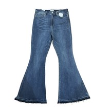 Dear John NWT Kara High Rise Flare Leg Distressed Hem Blue Jeans in Tide... - $49.61