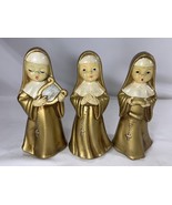 Vinage Gold Papier Mache Singing Nun Nuns Trio 3 Figures Figurines - $333.59 MXN
