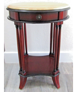 2006 Bombay Company Oval Marble Top One Drawer Wood Side Table Style 7HKG  - $7,644.33 MXN