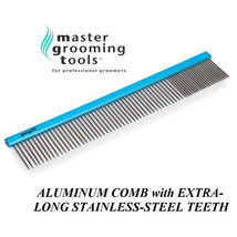 Mgt Aluminum w/EXTRA-LONG STAINLESS-STEEL Teeth Extra Large Finishing Comb Dog - £15.79 GBP