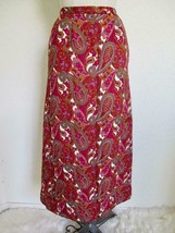Vintage 60s Loomtogs Quilted Maxi Skirt Wine Pink Green Mod Paisley Harzfelds - £23.76 GBP