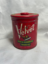 Vtg Velvet Pipe &amp; Cigarette Tobacco Red Canister Tin Container Liggett &amp;... - $29.95