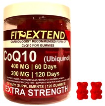 Coq10 Gummies 400 mg 60 Days 120 Count | Ubiquinol Vegan Strawberry Suga... - $27.99