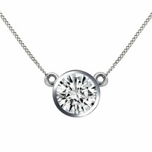 1 Ct Certified MoissaniBezel Set Pendant Necklace Chain 14K White Gold Plated - £40.62 GBP
