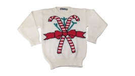 Candy Cane Acrylic Knit Ugly Christmas Sweater Medium Vintage - £27.69 GBP