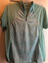 NWT Ladies BERMUDA SANDS Aqua/Seafoam &amp; White Short Sleeve Golf Shirt si... - $27.99