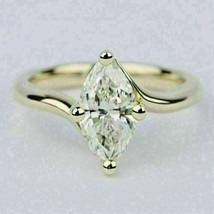 1 Ct Marquise Simulated Diamond Solitaire Engagement Ring 14K Gold Plated Silver - $87.26