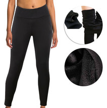 Women&#39;s Fleece Faux Fur Lined Thermal Thick Warm Stretch Hight Waist Leggings - £16.74 GBP