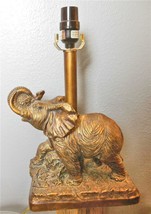 Vintage Lamp Elephant Resin Bronze Finish HEAVY Trunk Up 15.5 x 13 x 5&quot; - £67.21 GBP