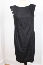 Saks Fifth Ave 6 Black Wrap Front Cotton Stretch Sleeveless Sheath Dress - £25.51 GBP