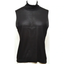 HERMES Black Silk Knit Sweater Top Sleeveless Turtleneck Sz M Vintage - £219.23 GBP