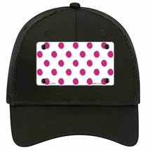 Hot Pink Polka Dots White Novelty Black Mesh License Plate Hat - £22.86 GBP