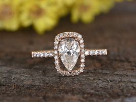 1Ct Pear Cut Diamond Vintage Women&#39;s Engagement Ring in 14K Rose Gold Over  - £81.45 GBP