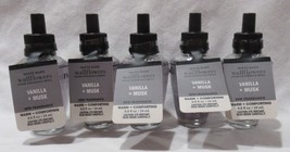 White Barn Bath &amp; Body Works Wallflower Refill Bulb Set Lot 5 VANILLA + MUSK - £36.24 GBP