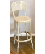 Vintage 34.5&quot; Metal Mfg Industrial Seating Shop Stool Machinist Art - White - $950.34 MXN