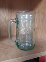 1 Vintage Coca-Cola Green Heavy Glass Embossed Glasses Mug with Handle - £6.65 GBP