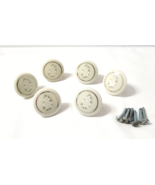 6 Vintage Ceramic White Rose 1-1/2" Drawer Knobs Pulls w/screws 5 Sets A... - €22,32 EUR