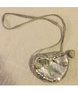 Payless Shoe Source Girls Purse with strap Heart Shaped Silver Sequins 6&quot; - $37.44 MXN