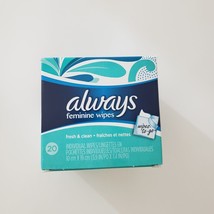 1 Box Always Feminine Wipes Fresh and Clean Individual Wipes to Go 20 co... - $24.75
