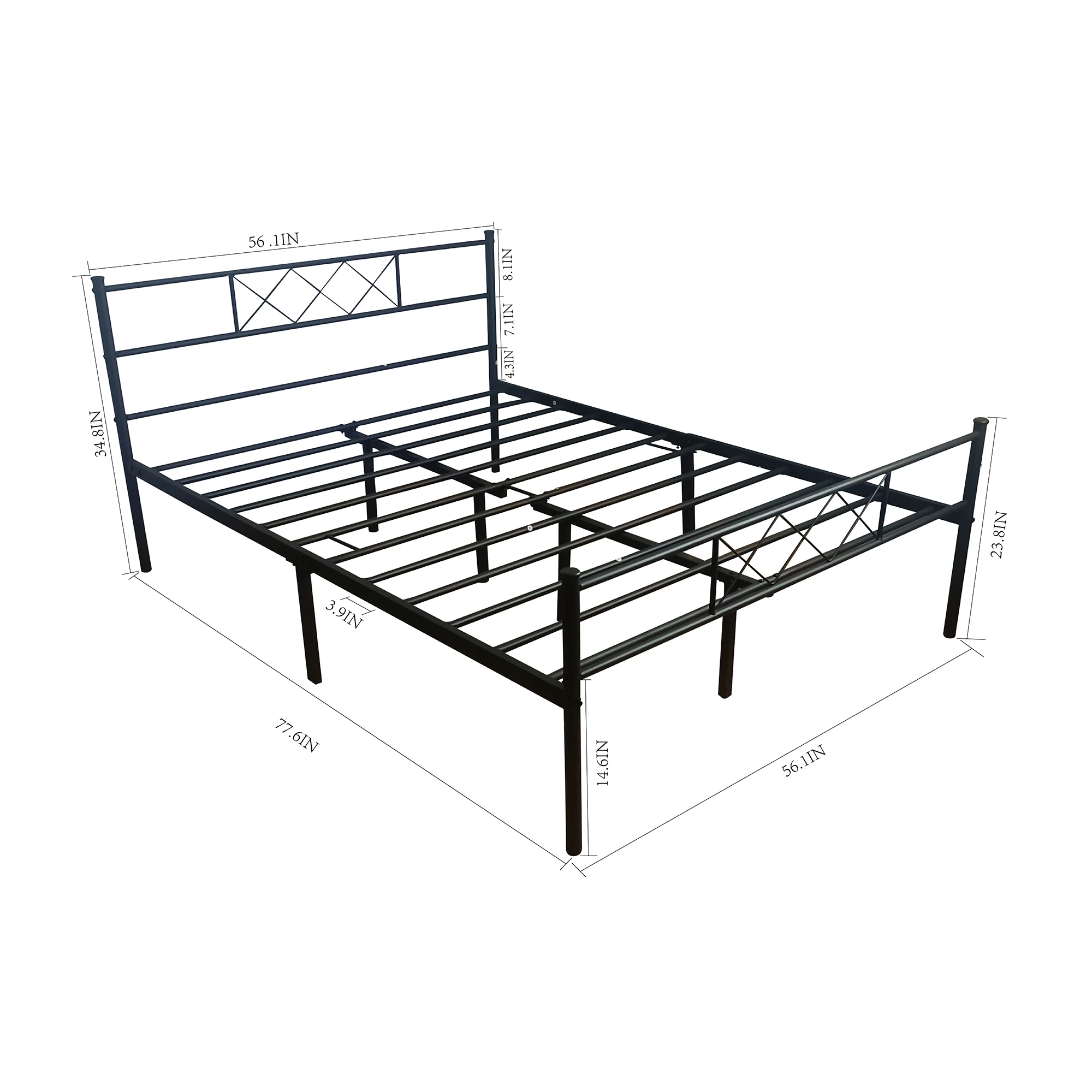 Full Size Double Bed Frame in Metal for Adult and Children Used in Bedroom or Blankets & Throws