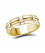 10k White Gold Mens Round Diamond 2-tone Matte-finish Wedding Anniversar... - $756.35