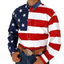 Roper American Flag Long Sleeve Casual Button Down Shirt Men’s Size L - £20.57 GBP