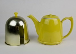 Vintage Hall USA Insulate Yellow water / tea kettle w/ aluminum cover &amp; lid - £24.94 GBP