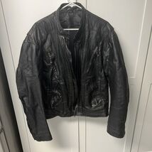YKK Black Leather Motorcycle Jacket Harley Davidson Size 46 - $73.51