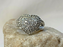 Sterling Silver Judith Ripka CZ Heart Cluster Ring 9.58g Jewelry Sz 8 Band Prong - £63.90 GBP