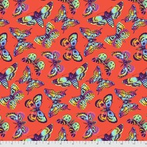 Tula Pink Daydreamer Butterfly Kisses Cotton Quilt Craft Fabric Papaya By The Yd - £7.04 GBP