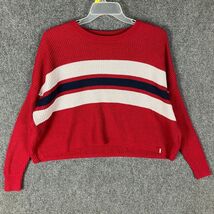 Hollister Sweater Women&#39;s Medium Knit Red Pullover Cotton Blend M - $14.24