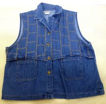 VTG Saint Germain Womens Denim Vest XL Button Front Embroidered Stitchin... - $19.00