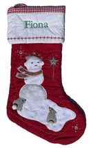 Pottery Barn  Quilted Snowgirl W/ Bunnies Christmas Stocking Monogrammed FIONA - £19.36 GBP