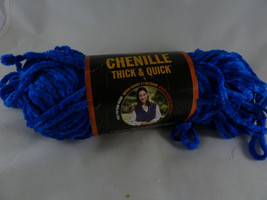 Lion Brand CHENILLE Thick &amp; Quick Monarch Royal blue Yarn 100 yards skein - £5.40 GBP