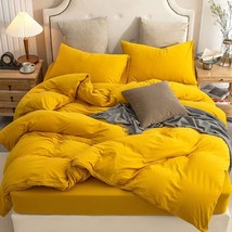 Yellow Mustard Washed Cotton Duvet Cover Set UO Bedding Twin Full Double King Qu - £46.10 GBP+